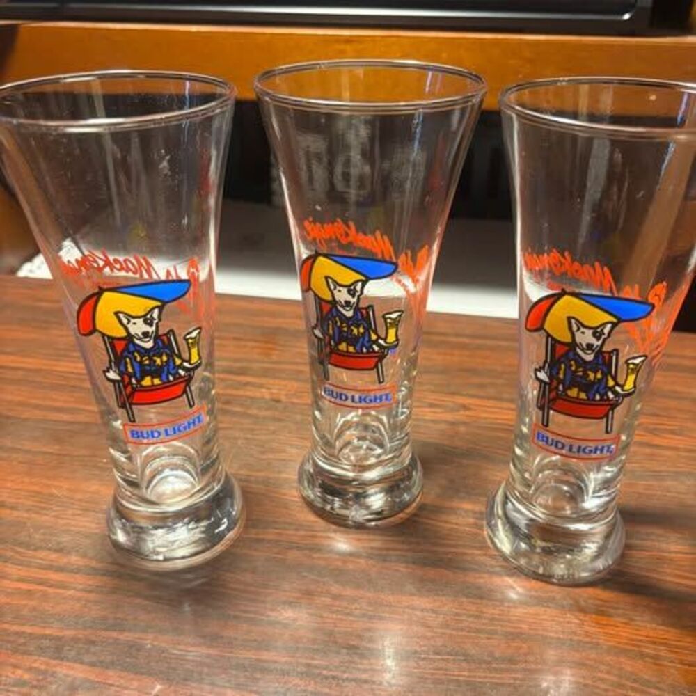 Vintage Bud Light Spuds MacKenzie Pilsner Glasses - Set of 3